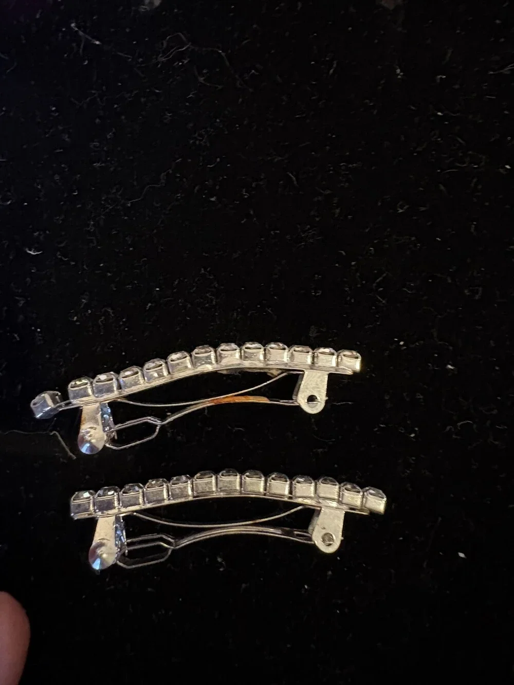 Silver Tone Rhinestone Hair Barrette Set of 2